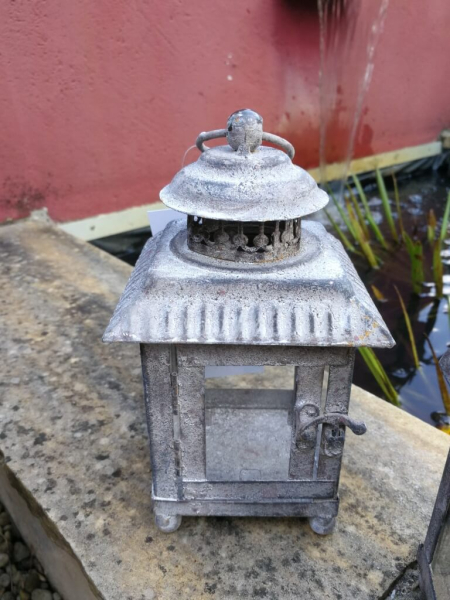 Shabby Chic Laterne Delphine, flaches Runddach