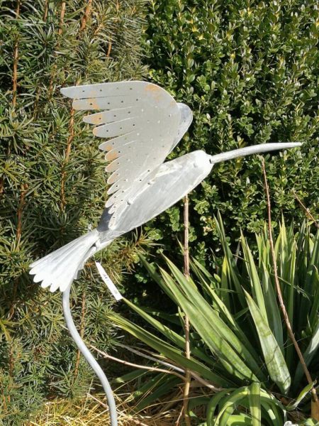 Gartenstecker Vogel grau