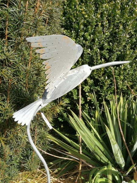 Gartenstecker Vogel grau