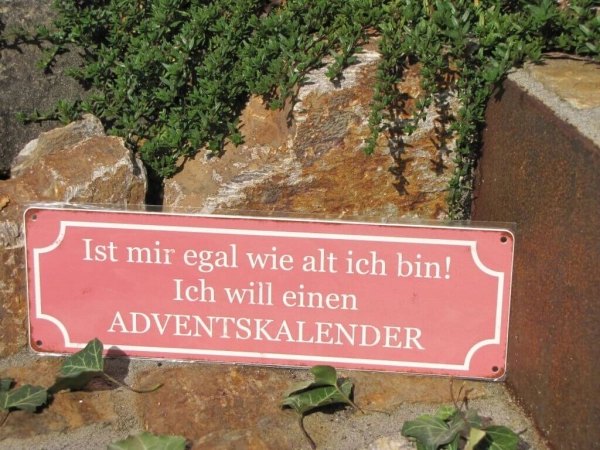 Shabby Chic Metallspruchschild Adventskalender Alter