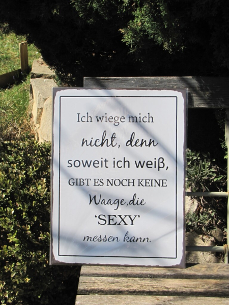 Shabby Chic Metallspruchschild "Waage - sexy"