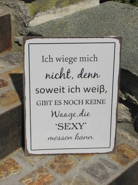 Shabby Chic Metallspruchschild "Waage - sexy"