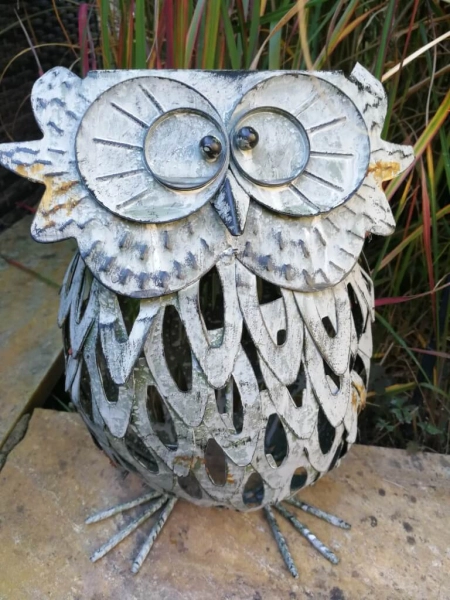 Windlicht Eule Esmeralda, Shabby Chic