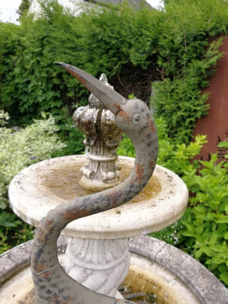 Shabby Chic Reiher, Kopf erhoben