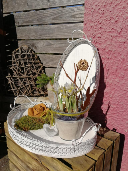 Shabby Chic Dekotablett, antik-weiß