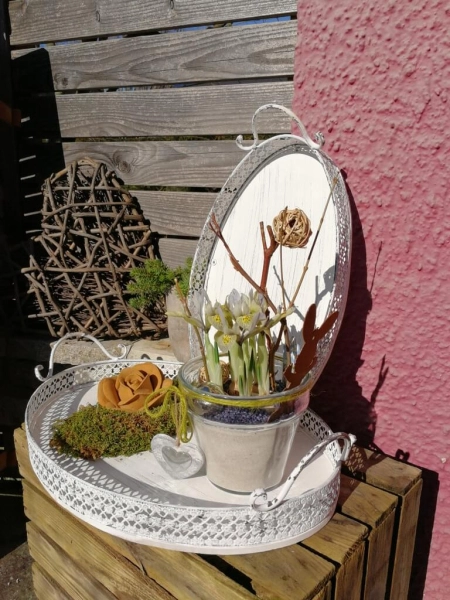 Shabby Chic Dekotablett, antik-weiß
