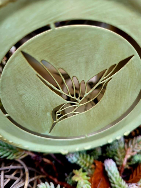 LED Solarlaterne Blumen, Kolibri, zart-grün