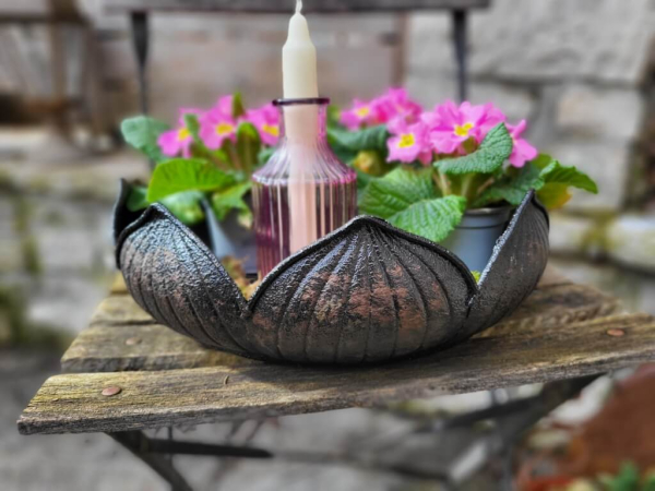 Tablett Schale Faery, braun-schwarz, Polyresin