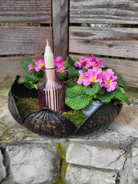 Tablett Schale Faery, braun-schwarz, Polyresin