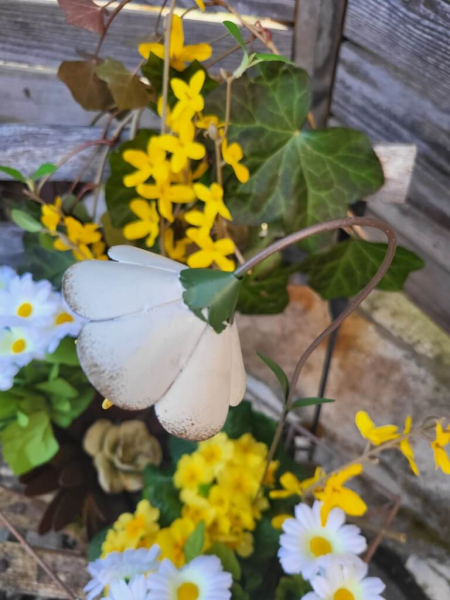 Topfstecker Metall Blüte Wala, weiss