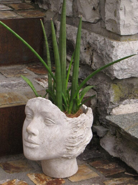 Pflanztopf mit Gesicht aus Zement - Angels Garden Dekoshop