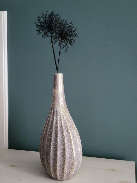 Kunstharz Vase Hanoya, gold-grau
