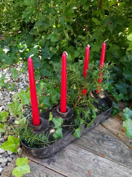 Shabby Chic Dekotablett für Spitzkerzen (Adventskranz)