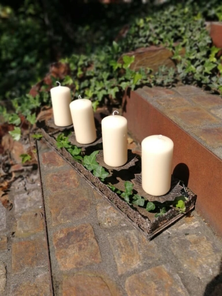 Shabby Chic Dekotablett für Stumpenkerzen (Adventskranz)
