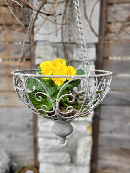 Shabby Chic Hängekorb Ravio, grau