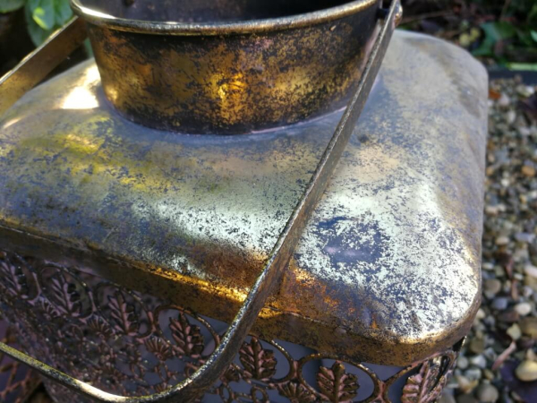 Laterne Dore, Kreuzmuster, altgold