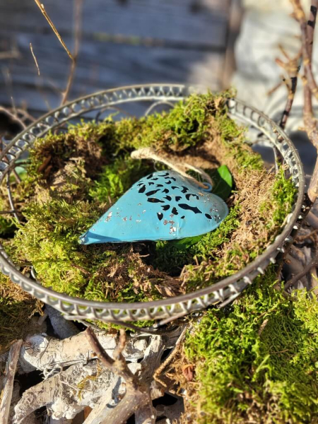 Metallherz Somareria, antik-blau