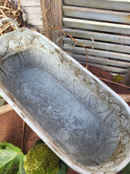 Vintage Metallschale länglich-oval mit Griffen