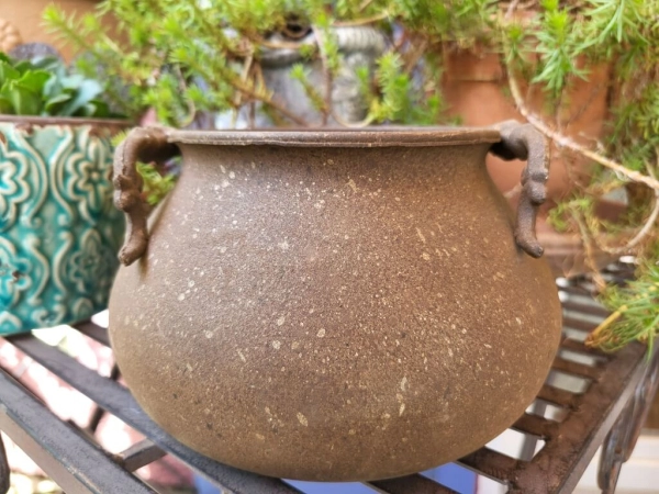 Vintage Pflanztopf bauchig, mit Griffen