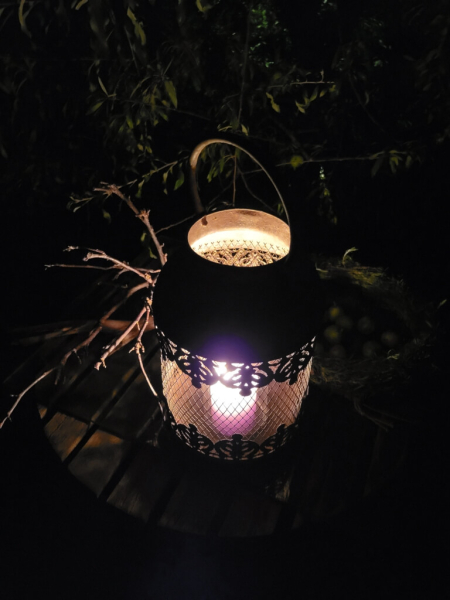 Vintage Windlicht Lalou, grau-braun