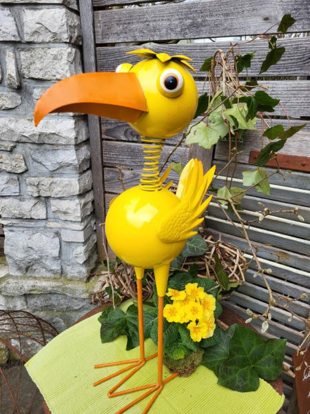 Metall Vogel Paddy mit Wackelkopf, gelb