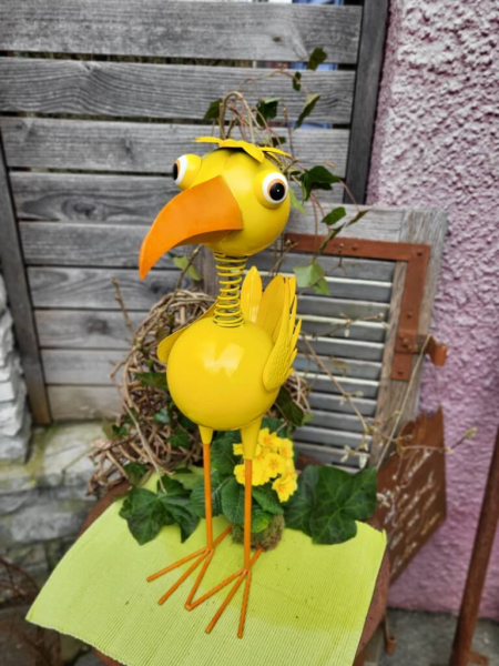 Metall Vogel Paddy mit Wackelkopf, gelb