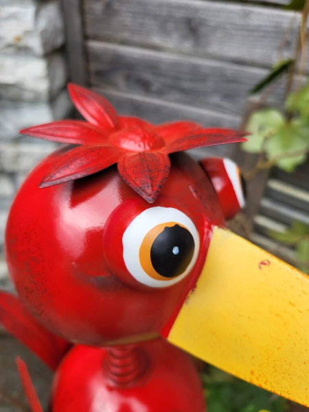 Metall Vogel Paddy mit Wackelkopf, rot