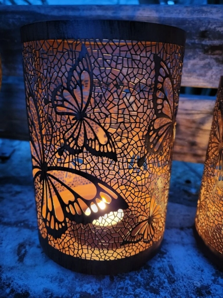 Edelrostoptik Windlichter Schmetterlinge, 3er Set