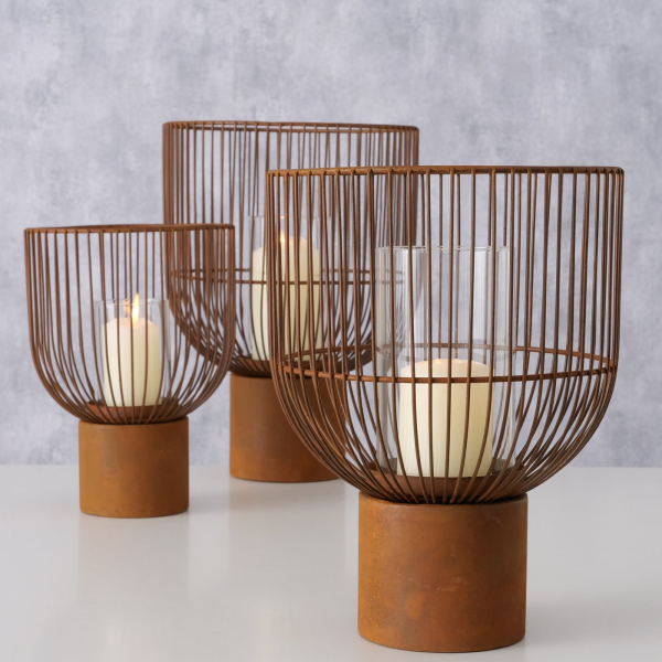 Edelrost Windlicht Cindy mit Glas