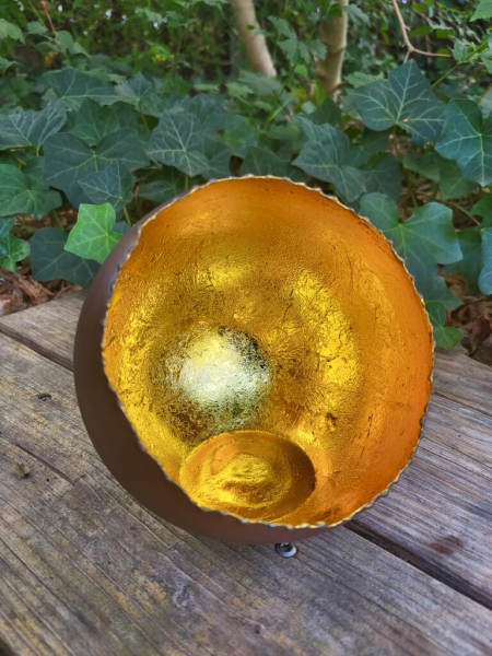 Edelrost Windlicht Kugel Rost-Gold