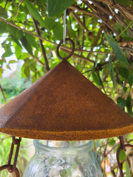 Edelrost Windlicht mit Dach, zum Hängen