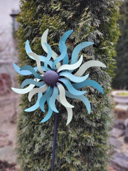 Metallwindrad doppelt, blau-grün
