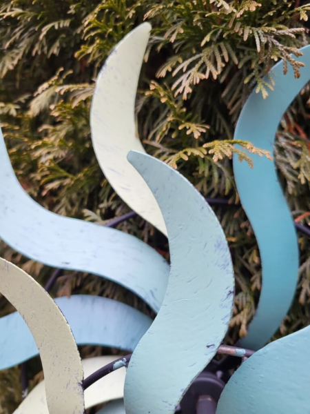 Metallwindrad doppelt, blau-grün