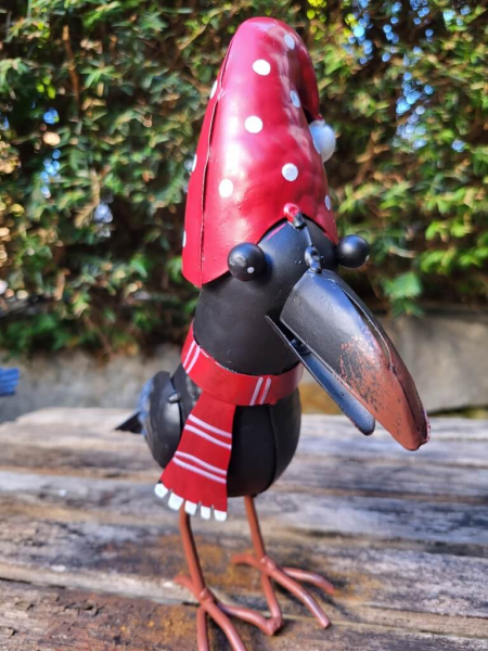 Metall Dekovogel Santa, Mütze rechts