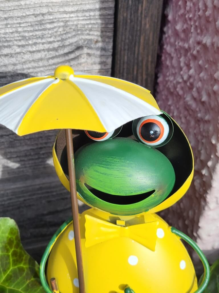 Metall Zaunhocker Frosch, Regenschirm links