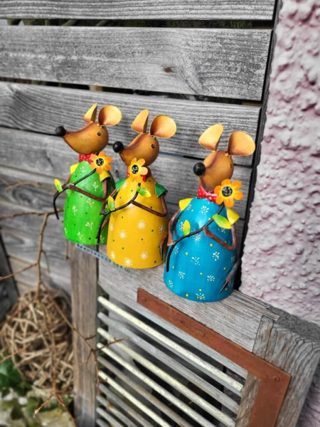 Metall Zaunhocker Maus, gelb