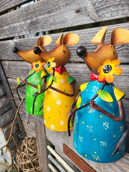 Metall Zaunhocker Maus, blau