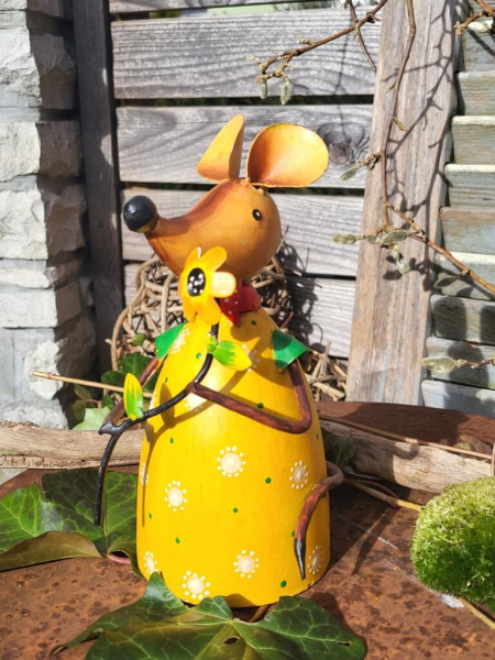 Metall Zaunhocker Maus, gelb