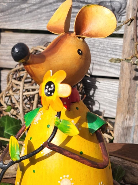 Metall Zaunhocker Maus, gelb