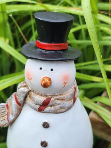 Zaunhocker Schneemann, Polyresin, frostfest