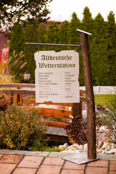Altdeutsche Wetterstation blank mit Akazien Balken