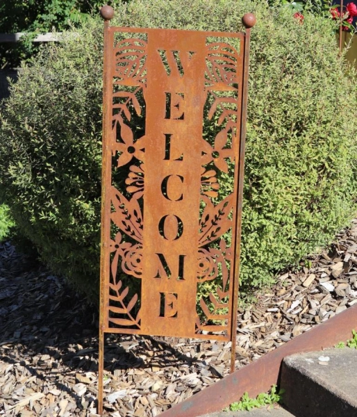 Edelrost Gartenschild Welcome