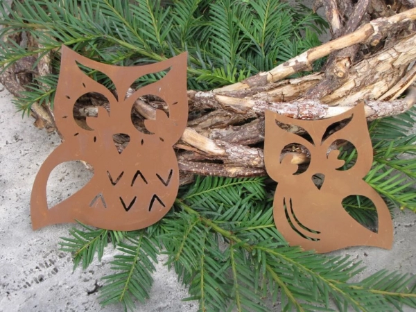 Christbaumschmuck Eule aus Edelrost