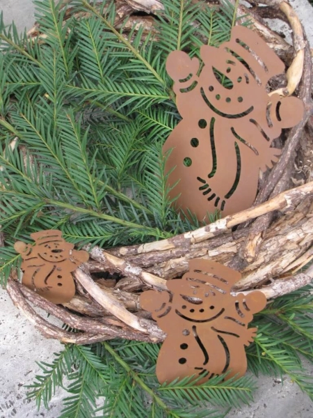Edelrost Christbaumschmuck Schneemann 2