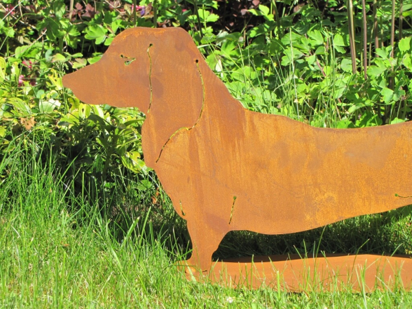 Edelrost Gartenfigur Dackel Waldi