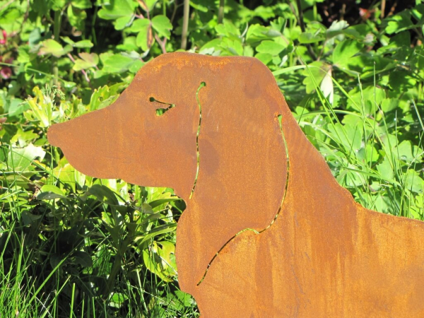 Edelrost Gartenfigur Dackel Waldi