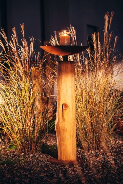 Edelrost Dekosäule Natur mit Schale