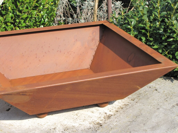 Edelrost Pflanzschale quadratisch 40 cm für alle Dekosäulen - Angels