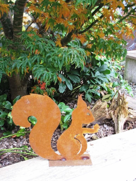 Edelrost Eichhörnchen auf Platte