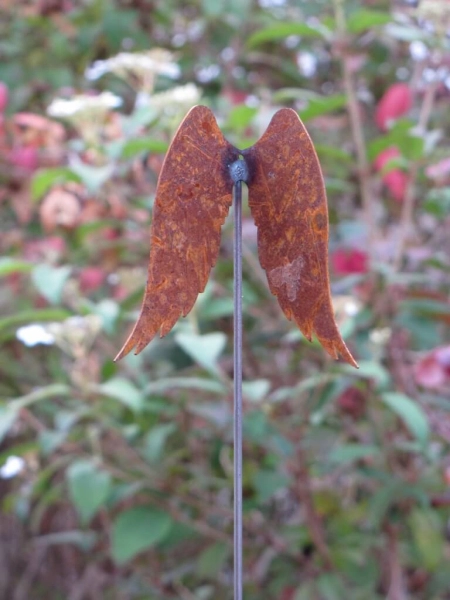 Edelrost Gartenstecker kleine Engelsflügel